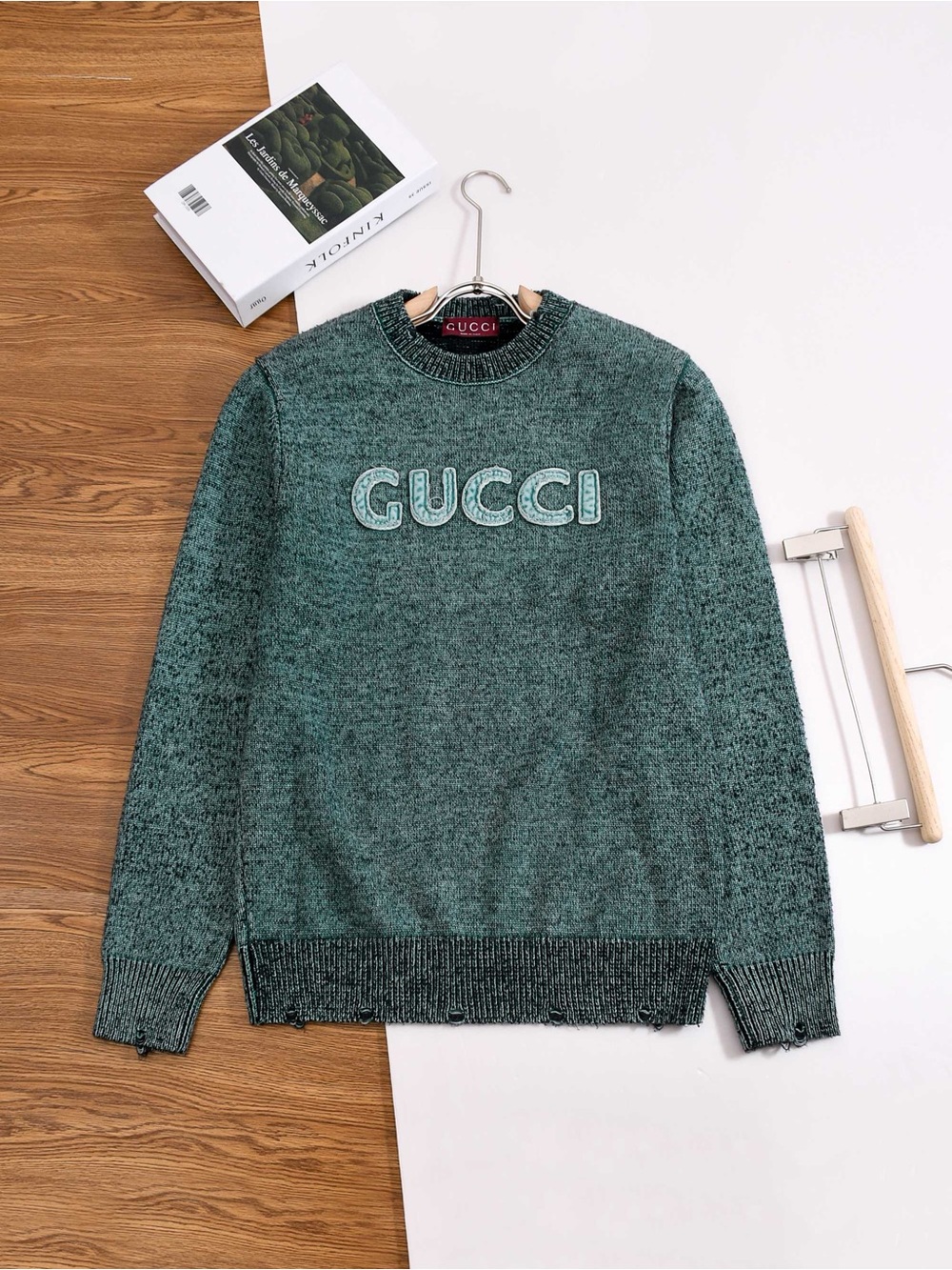 Gucci Green Textured Logo Sweater